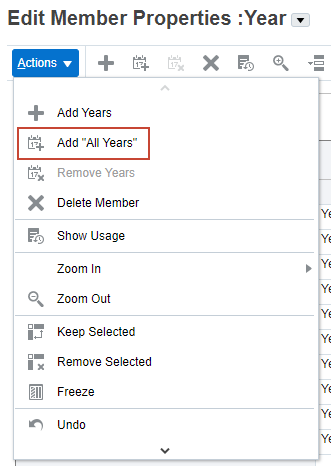 Adding the All Years member